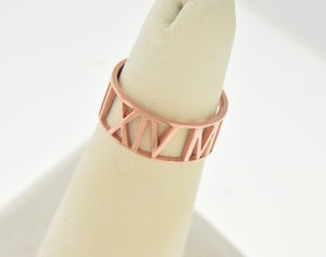 14k Yellow White Rose Gold 10k Gold or Sterling Silver or Gold Plated Silver Roman Numerals Date Ring Band