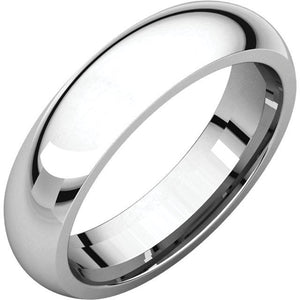 14K White Gold 5mm Wedding Ring Band Comfort Fit Half Round Standard Weight