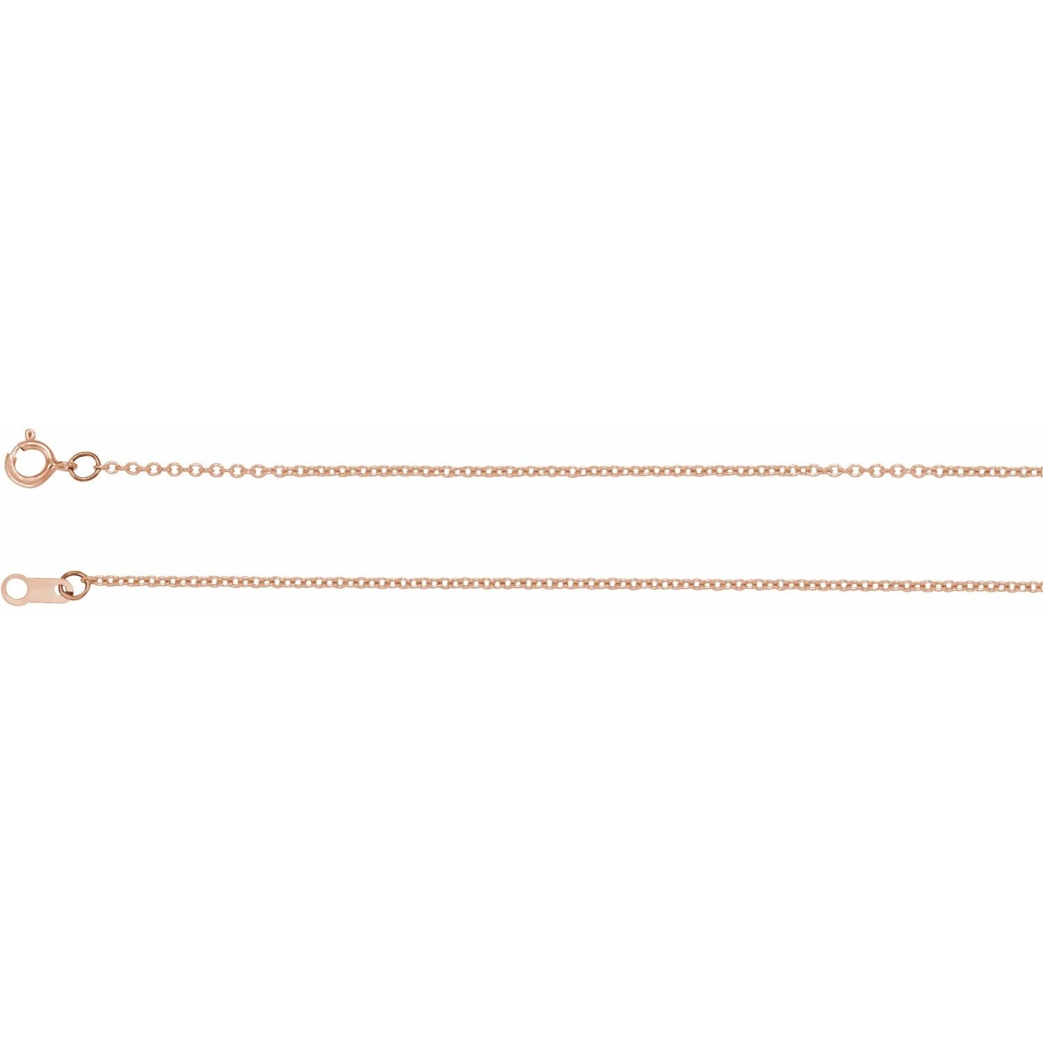 14k Rose Gold 1mm Cable Bracelet Anklet Choker Necklace Pendant Chain Custom Length