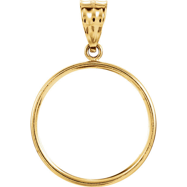 14K Yellow Gold Coin Holder for 21.5mm x 1.5mm Coins or United States US $5.00 Dollar Tab Back Frame Pendant Charm