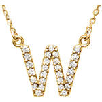 將圖片載入圖庫檢視器 14k Gold 1/6 CTW Diamond Alphabet Initial Letter W Necklace
