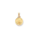 Load image into Gallery viewer, 14K Yellow Gold for 22mm Coins 1/4 oz American Eagle Panda US $5 Dollar Jamestown 2 Rand Coin Holder Bezel Screw Top Pendant Charm
