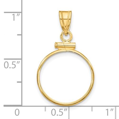 14K Yellow Gold for 15.5mm Coins or Mexican 2.5 Pesos Coin Holder Screw Top Bezel Pendant