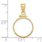 Carica l&#39;immagine nel visualizzatore di Gallery, 14K Yellow Gold for 15.5mm Coins or Mexican 2.5 Pesos Coin Holder Screw Top Bezel Pendant
