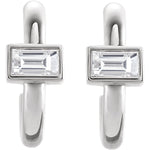 Загрузить изображение в средство просмотра галереи, Platinum 14k Yellow Rose White Gold 1/5 CTW Baguette Cut Diamond J Hoop Earrings
