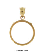 Load image into Gallery viewer, 14K Yellow Gold Coin Holder for 15mm Coins or United States US $1 One Dollar Coin Tab Back Frame Pendant Charm
