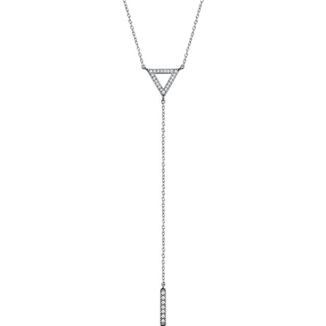 14k Yellow White Rose Gold 1/6 CTW Diamond Triangle Drop Bar Y Lariat Necklace