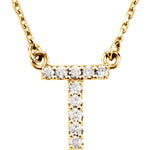 Charger l&#39;image dans la galerie, 14k Gold 0.08 CTW Diamond Alphabet Initial Letter T Necklace
