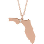 Load image into Gallery viewer, 14k Gold 10k Gold Silver Florida FL State Map Diamond Personalized City Necklace
