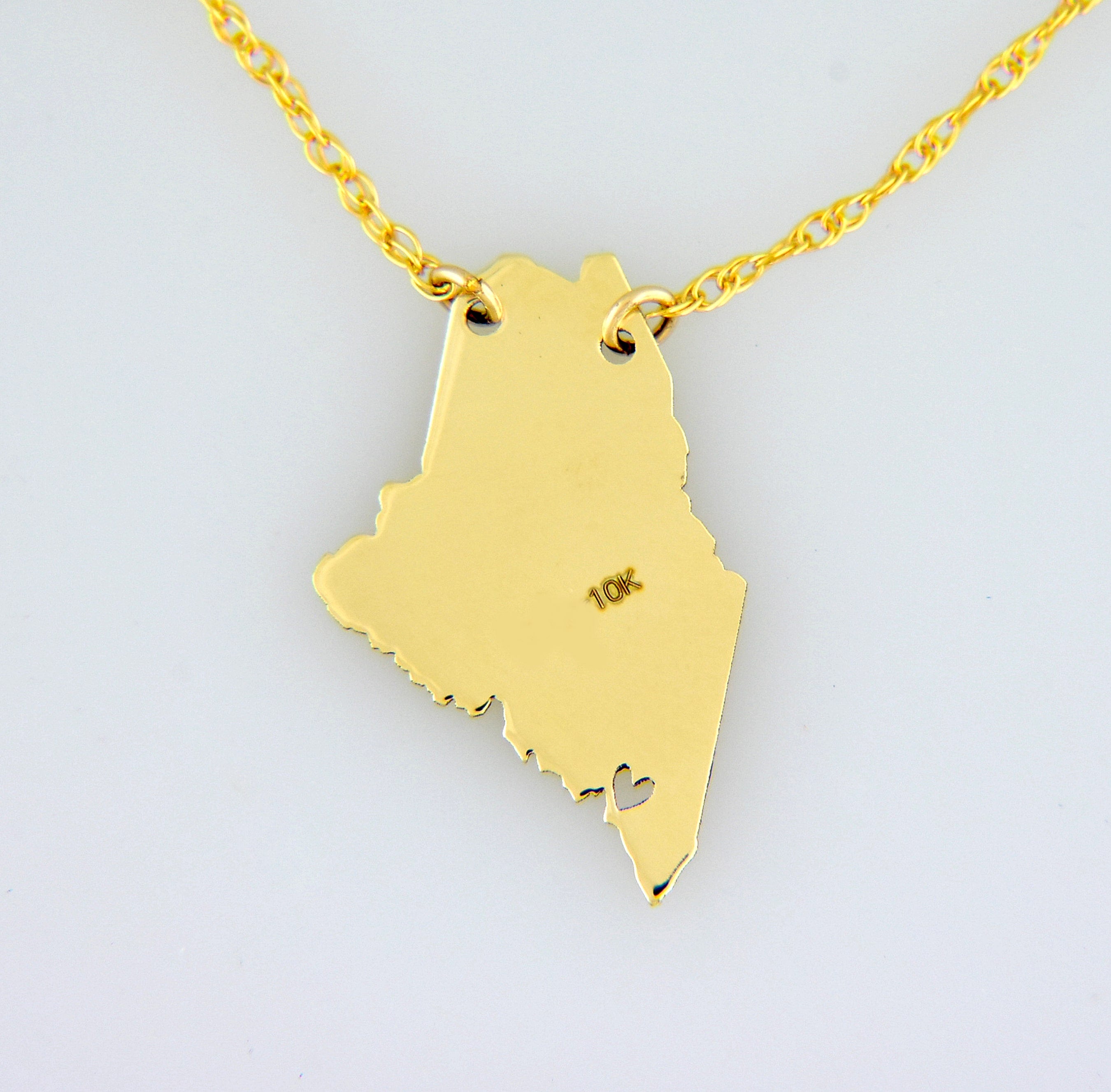 14k Gold 10k Gold Silver Maine State Heart Personalized City Necklace