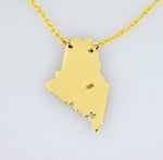 Lade das Bild in den Galerie-Viewer, 14k Gold 10k Gold Silver Maine State Heart Personalized City Necklace
