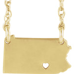 Załaduj obraz do przeglądarki galerii, 14k Gold 10k Gold Silver Pennsylvania State Heart Personalized City Necklace
