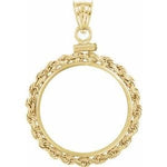 Ladda upp bild till gallerivisning, 14K Yellow Gold Coin Holder for 22mm x 1.8mm Coins or 1/4 oz ounce American Eagle South African Krugerrand Chinese Panda Coin Screw Top Frame Pendant

