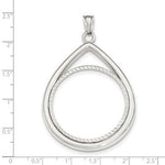 Load image into Gallery viewer, 14K White Gold 1 oz or One Ounce American Eagle Teardrop Coin Holder Holds 32.6mm x 2.8mm Coin Prong Bezel Diamond Cut Pendant Charm
