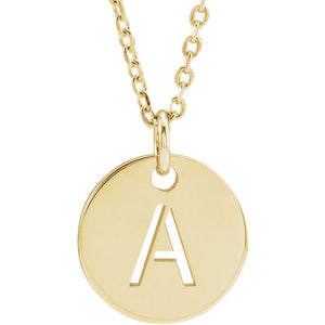 14k Yellow Rose White Gold or Sterling Silver Block Letter A Initial Alphabet Pendant Charm Necklace