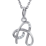 Load image into Gallery viewer, 14k Gold or Sterling Silver .03 CTW Diamond Script Letter A Initial Necklace

