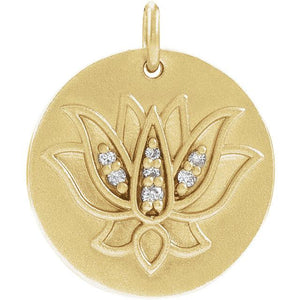 Platinum 14k Gold Sterling Silver .025 CTW Diamond Lotus Flower Pendant Charm Necklace