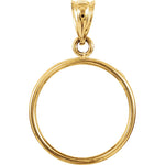 Load image into Gallery viewer, 14K Yellow Gold Coin Holder for 15.6mm x 0.86mm Coins or Mexican 2.50 or 2 1/2 Peso or US $1.00 Dollar Type 3 Tab Back Frame Pendant Charm
