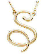 Load image into Gallery viewer, 14k Gold or Sterling Silver Script Letter S Initial Alphabet Necklace
