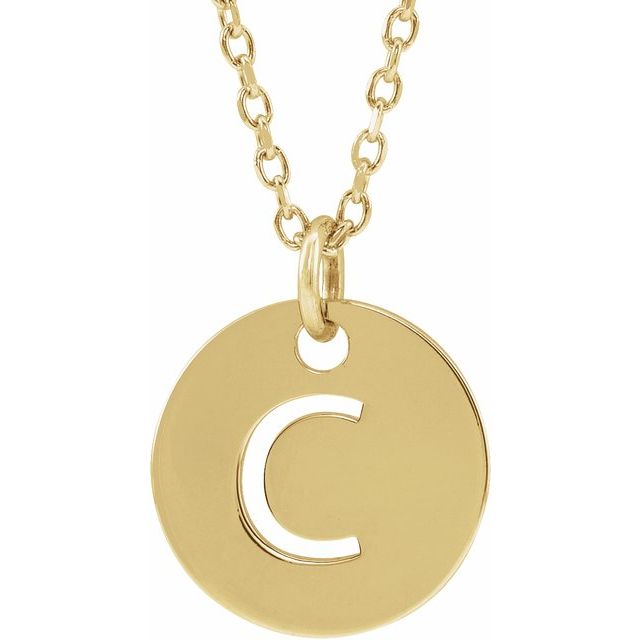 14k Yellow Rose White Gold or Sterling Silver Block Letter C Initial Alphabet Pendant Charm Necklace