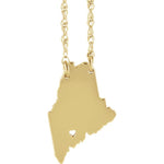 Φόρτωση εικόνας στο εργαλείο προβολής Συλλογής, 14k Gold 10k Gold Silver Maine State Heart Personalized City Necklace
