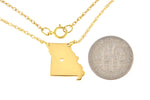 Φόρτωση εικόνας στο εργαλείο προβολής Συλλογής, 14k Gold 10k Gold Silver Missouri State Heart Personalized City Necklace
