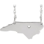 Załaduj obraz do przeglądarki galerii, 14k Gold 10k Gold Silver North Carolina State Heart Personalized City Necklace
