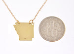 Załaduj obraz do przeglądarki galerii, 14k Gold 10k Gold Silver Arkansas State Heart Personalized City Necklace
