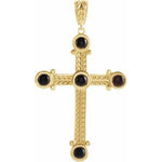 Lade das Bild in den Galerie-Viewer, Platinum 14k Yellow Rose White Silver Genuine Onyx Cross Pendant Charm Necklace
