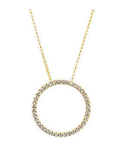 14k Yellow White Rose Gold 1 CTW Diamond 22mm Circle Necklace