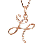 Load image into Gallery viewer, 14k Gold or Sterling Silver .03 CTW Diamond Script Letter H Initial Necklace
