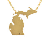 Charger l&#39;image dans la galerie, 14k Gold 10k Gold Silver Michigan State Heart Personalized City Necklace
