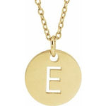Load image into Gallery viewer, 14k Yellow Rose White Gold or Sterling Silver Block Letter E Initial Alphabet Pendant Charm Necklace
