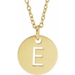 14k Yellow Rose White Gold or Sterling Silver Block Letter E Initial Alphabet Pendant Charm Necklace
