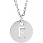 Load image into Gallery viewer, 14k Yellow Rose White Gold or Sterling Silver Block Letter E Initial Alphabet Pendant Charm Necklace
