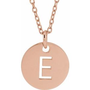 14k Yellow Rose White Gold or Sterling Silver Block Letter E Initial Alphabet Pendant Charm Necklace