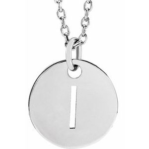 14k Yellow Rose White Gold or Sterling Silver Block Letter I Initial Alphabet Pendant Charm Necklace