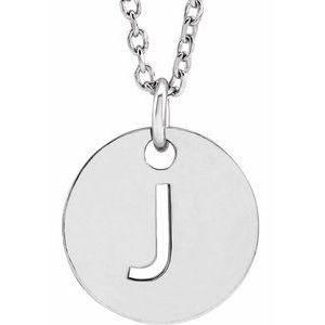 14k Yellow Rose White Gold or Sterling Silver Block Letter J Initial Alphabet Pendant Charm Necklace