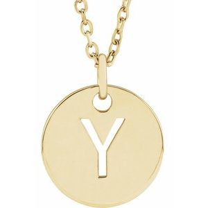 14k Yellow Rose White Gold or Sterling Silver Block Letter Y Initial Alphabet Pendant Charm Necklace
