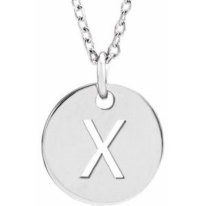 14k Yellow Rose White Gold or Sterling Silver Block Letter X Initial Alphabet Pendant Charm Necklace