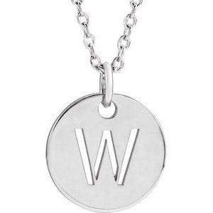 14k Yellow Rose White Gold or Sterling Silver Block Letter W Initial Alphabet Pendant Charm Necklace