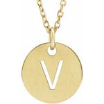 Load image into Gallery viewer, 14k Yellow Rose White Gold or Sterling Silver Block Letter V Initial Alphabet Pendant Charm Necklace
