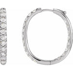 Charger l&#39;image dans la galerie, 14k Yellow White Gold Diamond Inside Outside 28.3mm Hinged Hoop Earrings Made to Order
