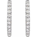 Afbeelding in Gallery-weergave laden, 14k Yellow White Gold Diamond Inside Outside 28.3mm Hinged Hoop Earrings Made to Order
