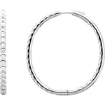 Afbeelding in Gallery-weergave laden, 14k Yellow White Gold Diamond Inside Outside 42.8mm Hinged Hoop Earrings Made to Order
