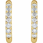Load image into Gallery viewer, 14k Yellow White Gold Diamond Inside Outside 18.5mm Hinged Hoop Earrings Made to Order
