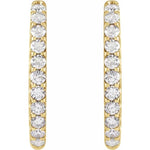 Загрузить изображение в средство просмотра галереи, 14k Yellow White Gold Diamond Inside Outside 28.3mm Hinged Hoop Earrings Made to Order
