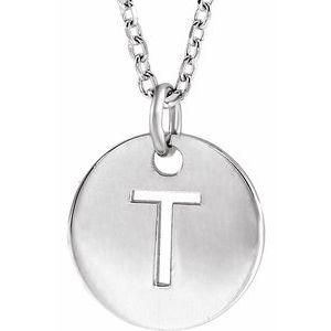 14k Yellow Rose White Gold or Sterling Silver Block Letter T Initial Alphabet Pendant Charm Necklace