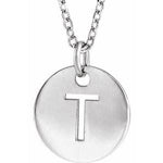 Load image into Gallery viewer, 14k Yellow Rose White Gold or Sterling Silver Block Letter T Initial Alphabet Pendant Charm Necklace
