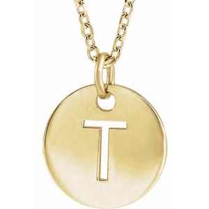 14k Yellow Rose White Gold or Sterling Silver Block Letter T Initial Alphabet Pendant Charm Necklace